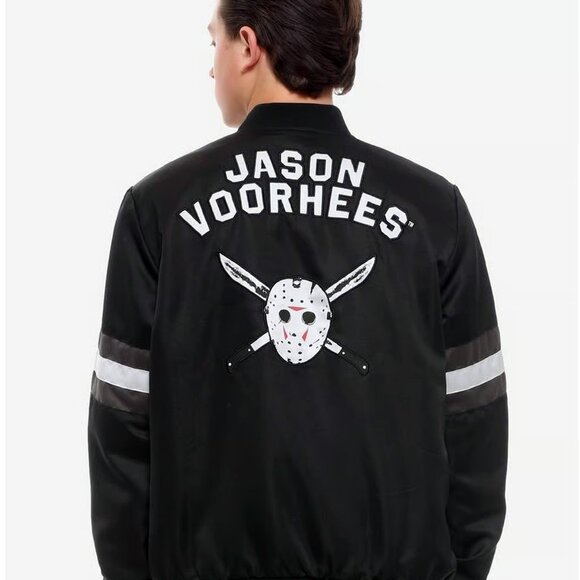Friday The 13th Jason Voorhees logo F13 Hot Topic Bomber Jacket Large like new - Picture 3 of 13